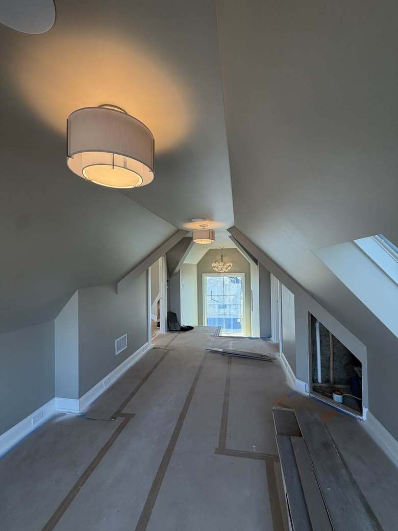Decorative ceiling fixtures installed in a finished residential space
